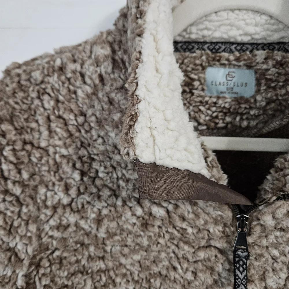 Cozy Brown Sherpa Pullover
